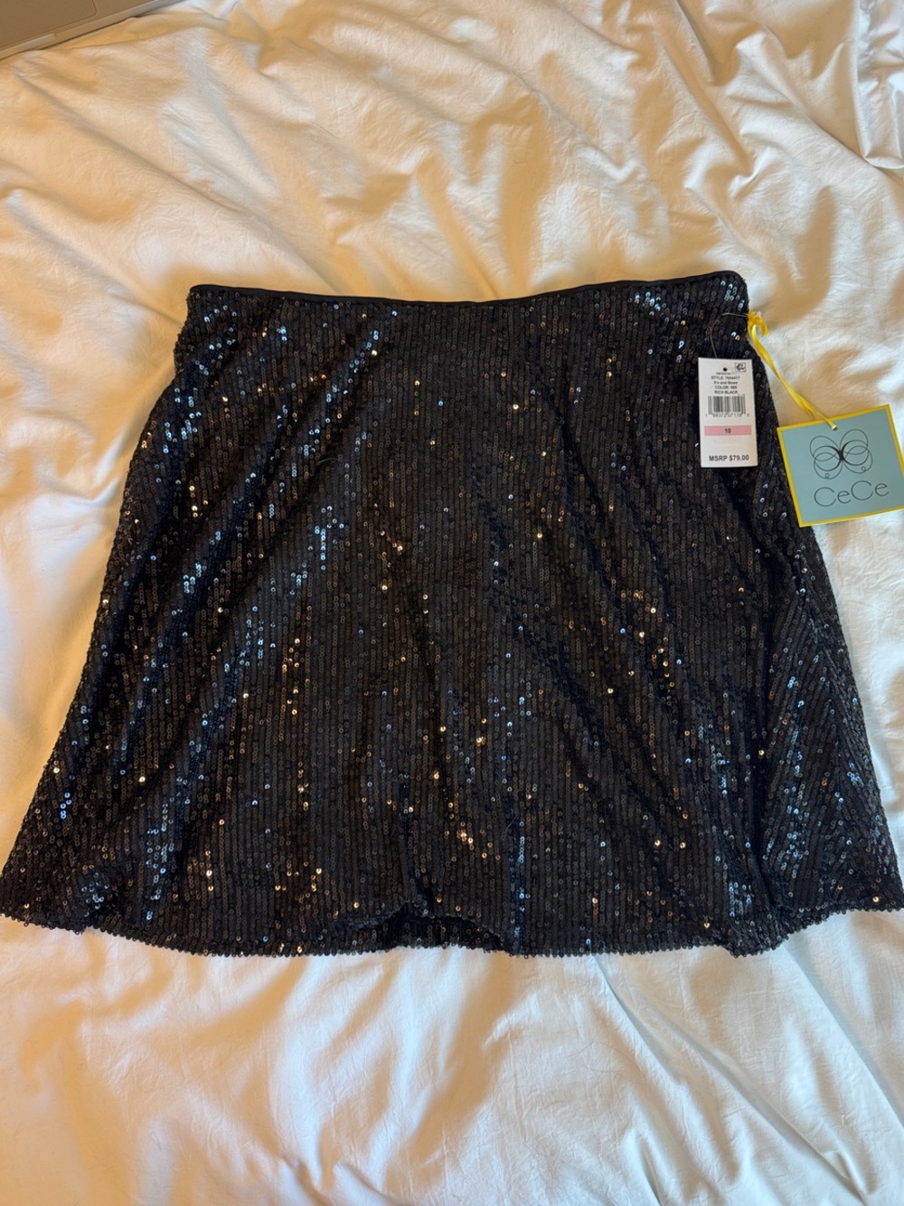 CeCe Black Sequin Mini Skirt